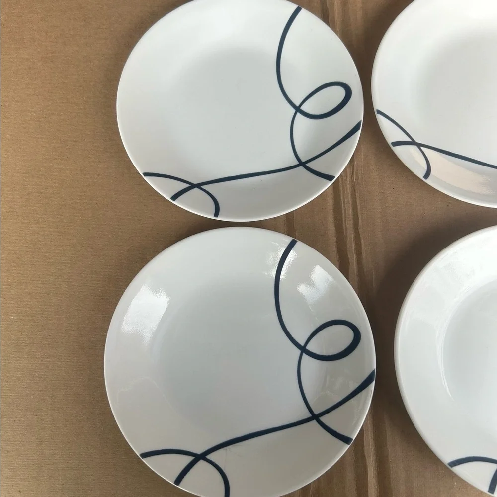 Corelle by Corning Lia ‘blue swirl’ set of 4 dishes salad dessert plates 6.75”